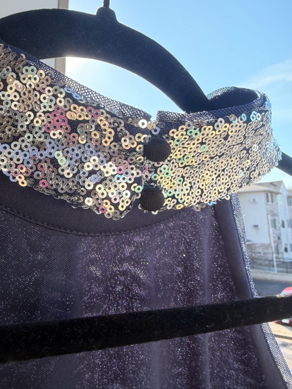 🆕✨Badgley Mischka Sequin Cocktail Dress Size 12 Blue Black Mini Party Glam Dress - Picture 8 of 17